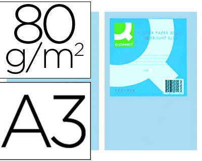 papier-couleur-q-connect-multi-fonction-a3-80g-m2-unicolore-celeste-ramette-500-feuilles
