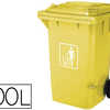 POUBELLE Q-CONNECT CONTENEUR P LASTIQUE COUVERCLE 100L 470X750X370MM PLASTIQUE EMBALLAGES COLORIS JAUNE