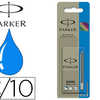 CARTOUCHE PARKER QUINK LONGUE ENCRE STANDARD BLEUE EFFAÇABLE BLISTER DE 10 UNITÉS