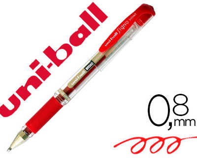 stylo-uniball-signo-broad-encr-e-gel-pigmentae-acriture-large-0-8mm-pointe-1mm-grip-caoutchouc-rechargeable-rouge