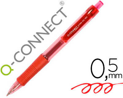 stylo-bille-q-connect-sigma-ecriture-moyenne-0-5mm-encre-gel-ratractable-corps-plastique-translucide-coloris-rouge