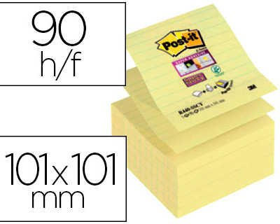 bloc-notes-post-it-recharges-z-notes-millenium-grand-format-101x101mm-90f-repositionnables-coloris-jaune-ligna-5-blocs