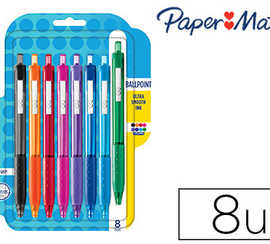 stylo-bille-paper-mate-inkjoy-300-rt-acriture-moyenne-0-5mm-encre-douce-ratractable-clip-matal-rasiste-bavures-8-unitas