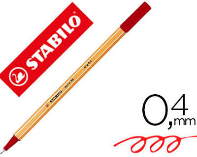 stylo-feutre-stabilo-point-88-acriture-fine-0-4mm-1000m-pointe-gainae-matal-corps-hexagonal-coloris-rouge