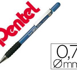 porte-mine-pentel-a310-0-7mm-c-orps-plastique-canon-4mm-embase-caoutchouc-ergonomique-2-mines-hi-polymere-coloris-bleu
