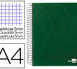 cahier-spirale-liderpapel-s-ri-e-paper-coat-a4-210x297mm-140f-80g-m2-quadrillage-5mm-coil-lock-coloris-vert