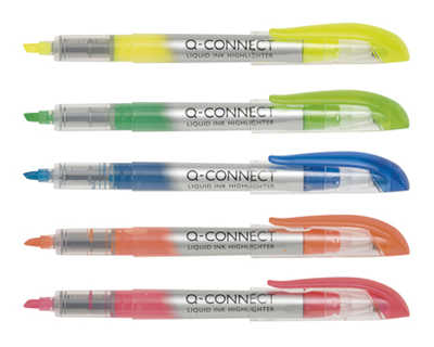 surligneur-q-connect-criture-1-3mm-corps-transparent-encre-liquide-couleur-jaune