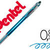 ROLLER PENTEL MÉTAL SLICCI POINTE AIGUILLE ÉCRITURE FINE 0.8MM CORPS FIN COURT 13.5CM ENCRE GEL COULEUR BLEU