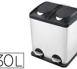 poubelle-q-connect-matallique-padale-couvercle-plastique-30l-2-compartiments-15l