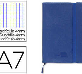 carnet-liderpapel-couverture-simili-cuir-encoll-e-a7-7-4x10-5cm-70g-240-pages-4x4mm-fermeture-lastique-coloris-bleu