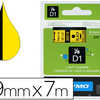 CASSETTE COMPATIBLE Dymo 40918 S0720730 NOIRE SUR JAUNE 9MM/ 7 M