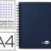 CAHIER SPIRALE LIDERPAPEL SÉRI E EXECUTIVE CROCHET MÉTALLIQUE A4 210X297MM 100F 80G/M2 5X5MM MICRO-PERFORÉ 4 TROUS BLEU