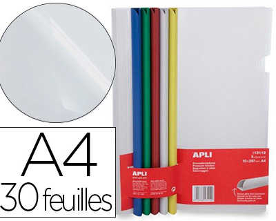 kit-reliure-apli-agipa-polypro-pylene-30f-bord-incurva-10x297mm-sachet-5-baguettes-couleur-5-couvertures-transparentes