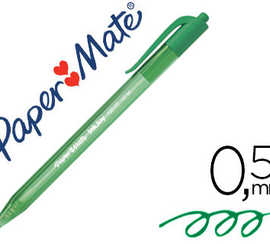 stylo-bille-paper-mate-inkjoy-100-acriture-moyenne-0-5mm-encre-ultra-douce-rasiste-bavures-ratractable-coloris-vert