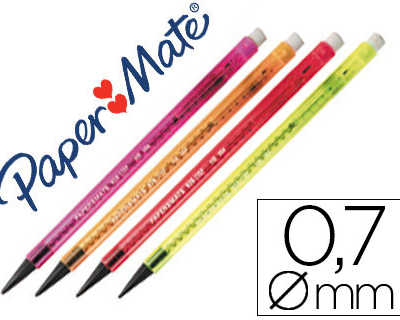 porte-mine-paper-mate-non-stop-naon-0-7mm-corps-plastique-agrafe-gomme-avance-mine-rotation-3-mines-hb-coloris-assortis