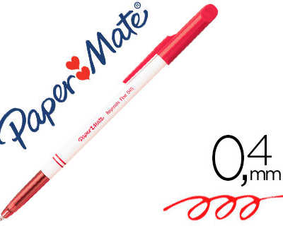 stylo-bille-paper-mate-fine-carbure-et-medium-criture-fine-0-4mm-encre-classique-bille-ind-formable-couleur-rouge