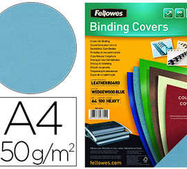 couverture-fellowes-grain-cuir-250g-format-a4-coloris-bleu-clair-paquet-100-unitas