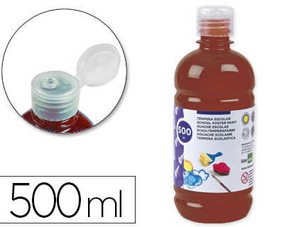 gouache-scolaire-liderpapel-liquide-lavable-fermeture-s-curit-brillante-coloris-marron-flacon-500ml