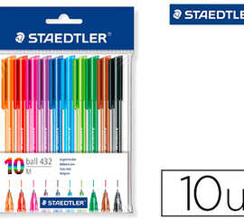 stylo-bille-staedtler-corps-tr-iangulaire-pointe-moyenne-0-45mm-encre-classique-non-rechargeable-assortiment-10-coloris