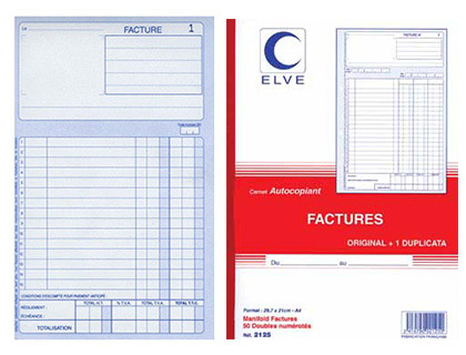 ELVE Manifold Autocopiant 180x105 Mm – 50 Dupli TVA Imprimés, Foliotage Assorti, Papier Qualité France